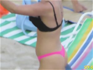 pink bikini amateur without bra voyeur Beach damsels
