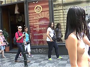 young sweetheart woman Dee on Czech streets fully nude