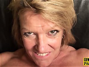 huge-boobed mature brit subs before cuminmouth
