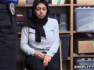 hefty jugged hijab teen gets a facial in the shop backoffice